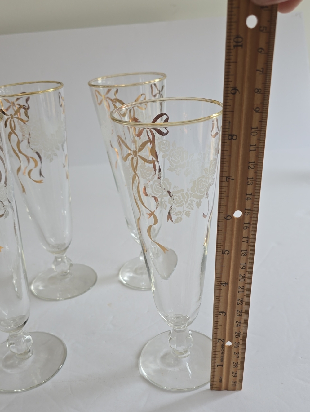 Vintage Libbey Set Of 4 Rose Classic Pilsner Glasses Flutes - Picture 13 of 14